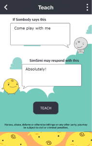 Screenshot of the SimSimi App